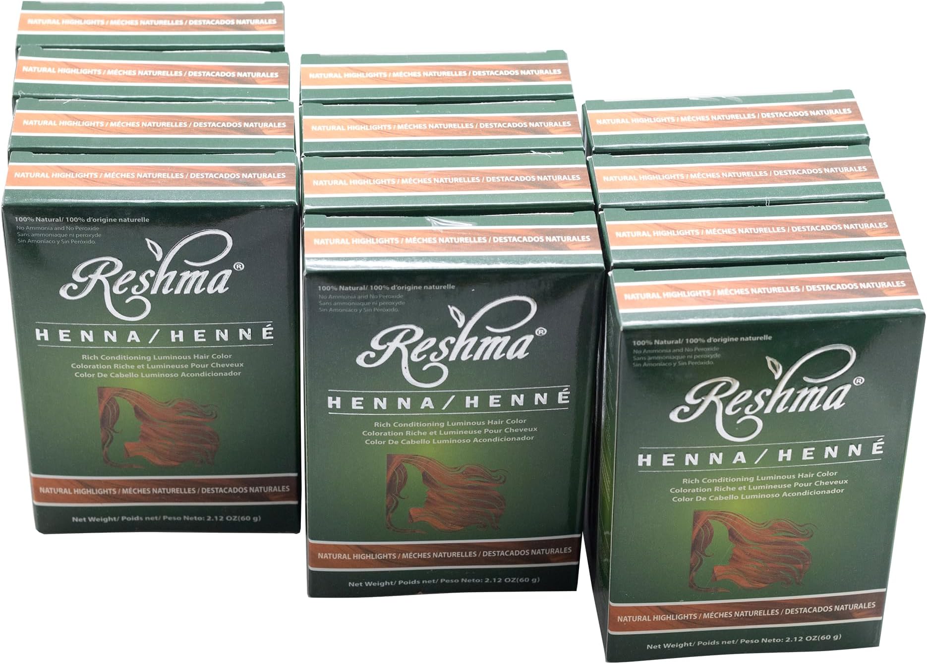 30 Minute Henna Hair Color Infused with Organic Henna Lawsonia Inermis 100% Gray Coverage for Soft, Shiny Hair, Plant-Based Hair Dye—25.44 oz Pack of 12 (Highlights)