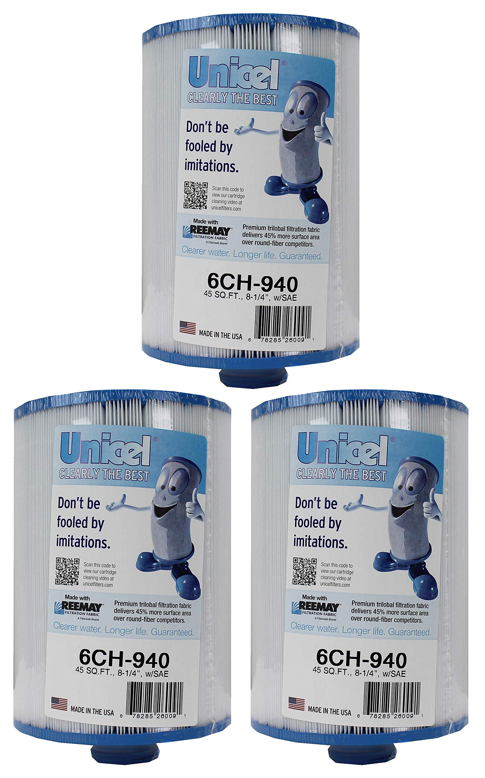 Unicel 6CH-940 45 Square Foot Media Replacement Hot Tub Spa Filter Cartridge with 225 Pleats (3 Pack)