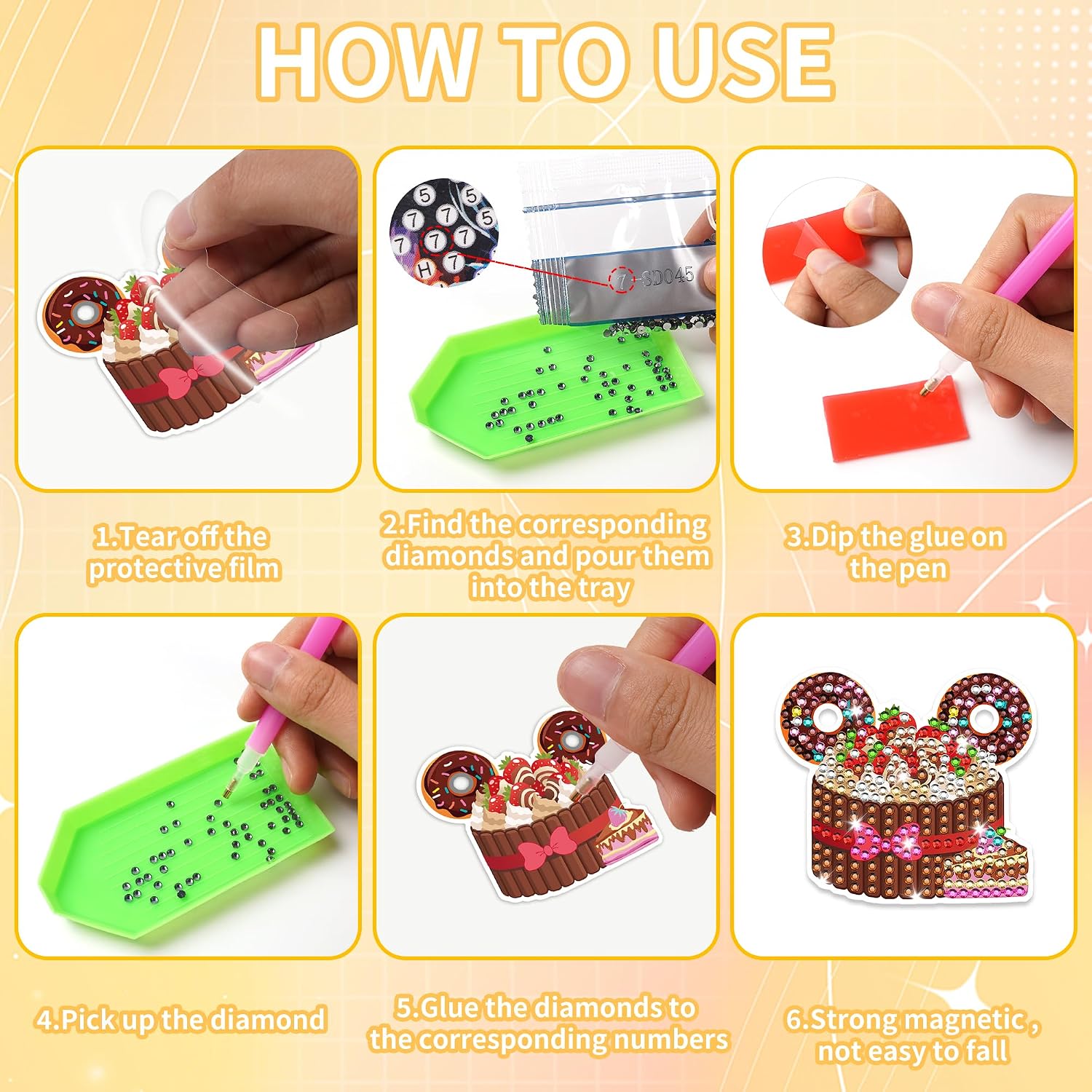 16 Pcs Mouse Diamond Painting Magnets image 4