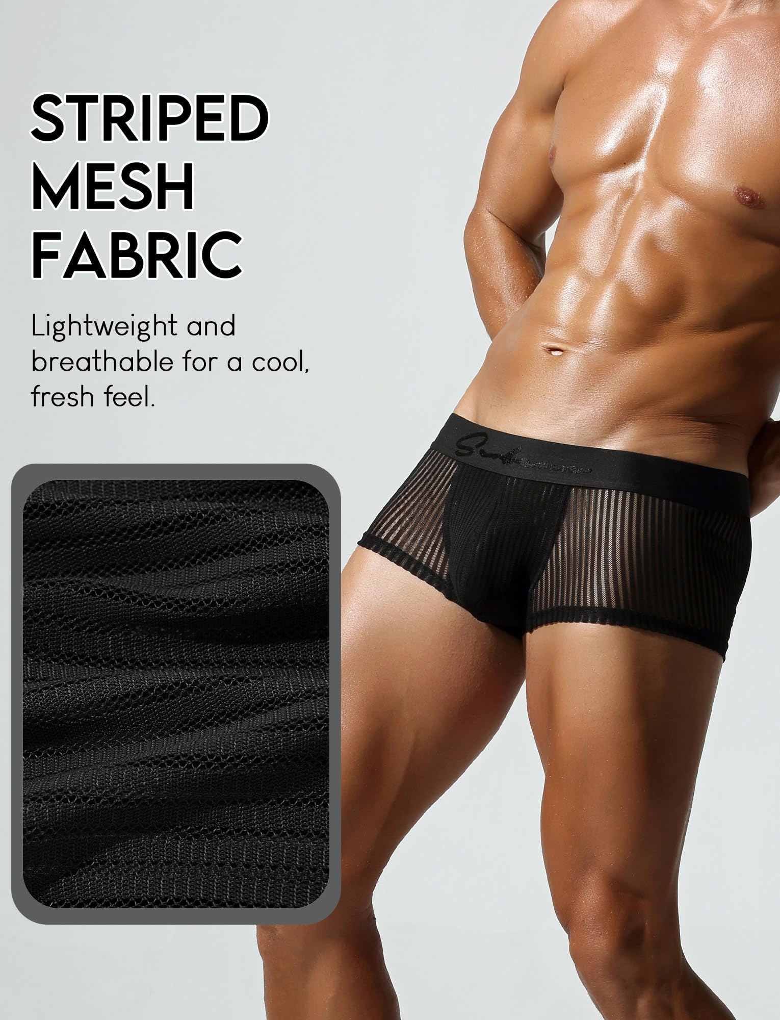 SEAUR Boxer da uomo a costine, senza cuciture, sexy, a vita bassa, traspiranti, mutande