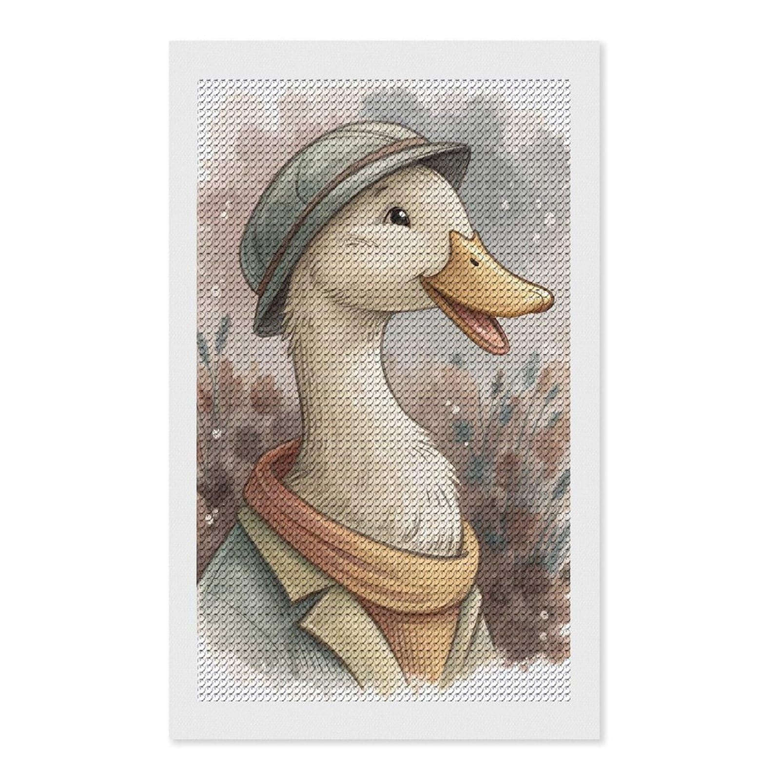 Junmoney Anthropomorphic Duck in Autumn Attire Diamond Painting Set 12"x20", Modern Decor, for Beginners, Printed Canvas, Thoughtful Handmade Gift, with Tool Kit