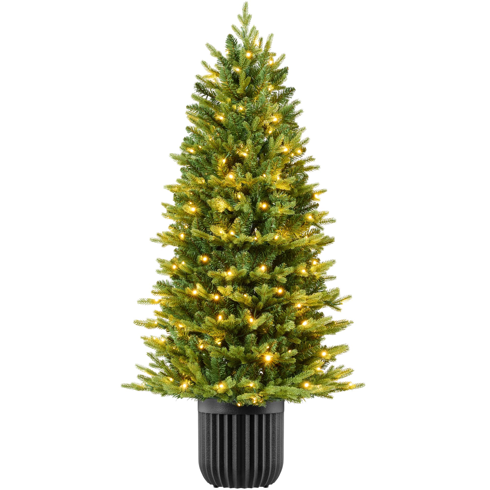 Best Choice Products Prelit Potted Pencil Christmas Tree 4 5Ft Realistic Artificial Lighted Holiday D cor 175 Twinkling
