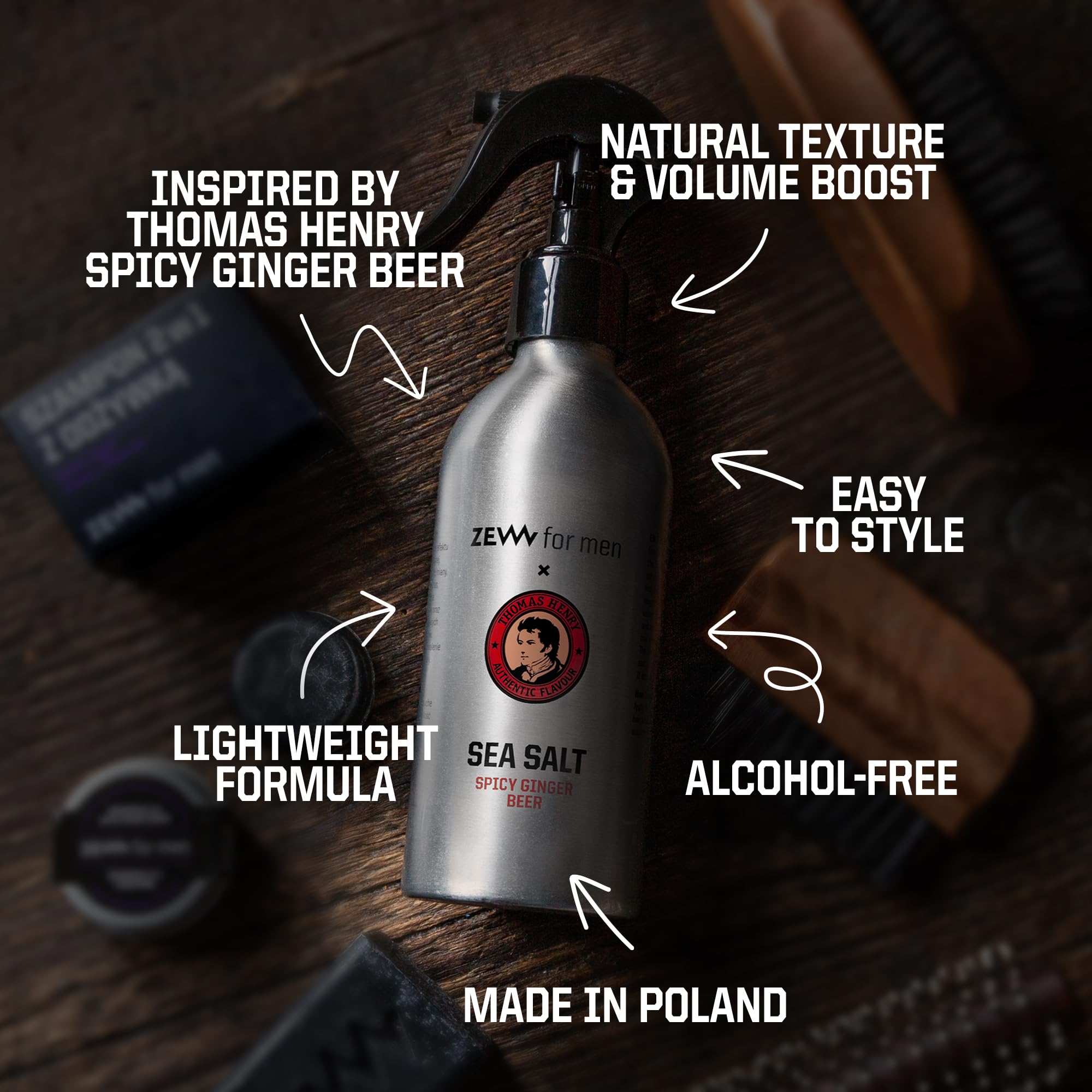 ZEW for Men Meersalz Spray Haare Herren 240ml – Leinöl Mineralien – Beach Waves Textur Volumen – Ohne Alkohol – Vegan Naturkosmetik