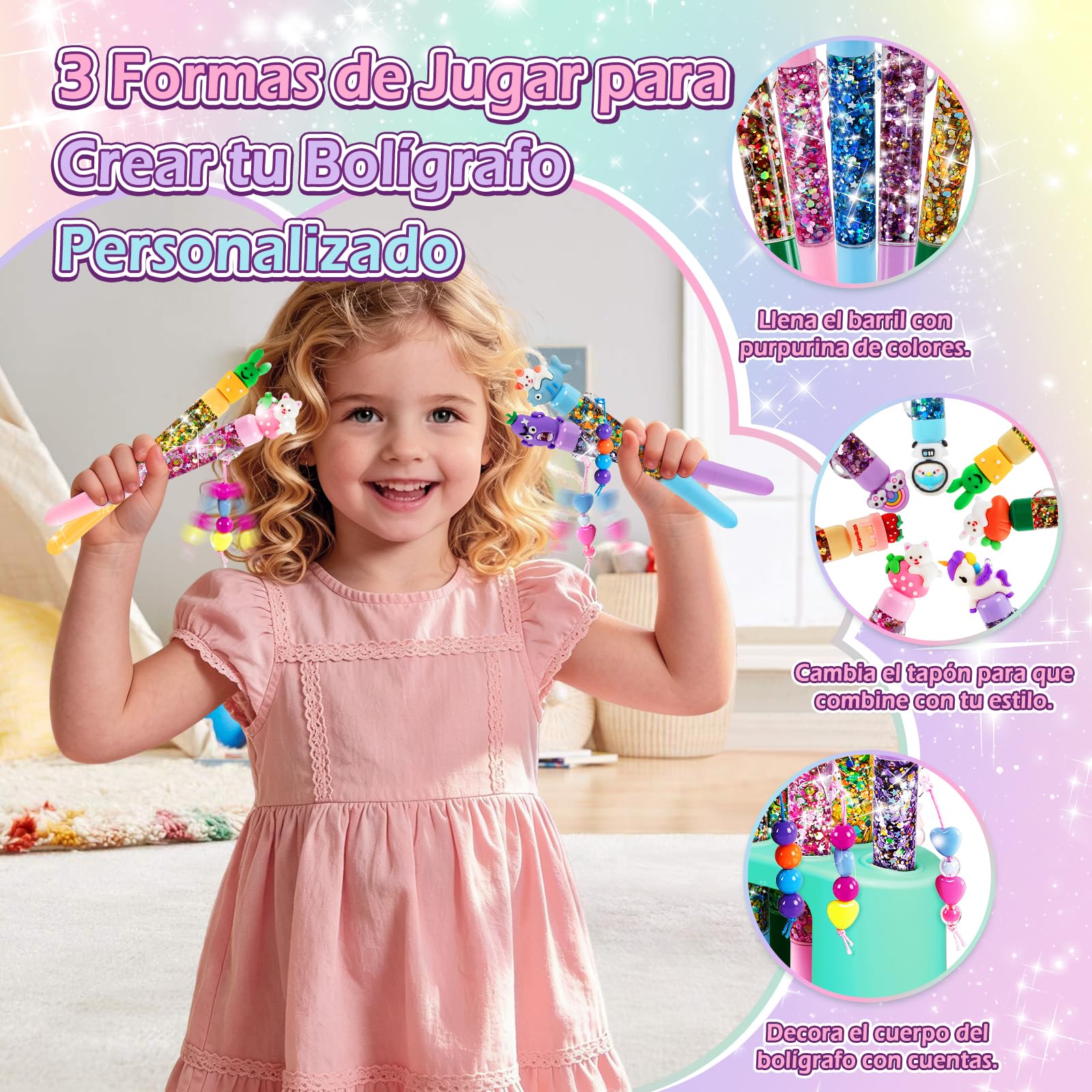 Kazzley 78+ PCS Fabrica de Boligrafos Forma de Casa, Manualidades Niñas 6 7 8 9 10 12 años, Kit de Creación de Bolígrafos Personalizables, Juguetes Regalos para Niños y Niñas en Comunión y Navidad