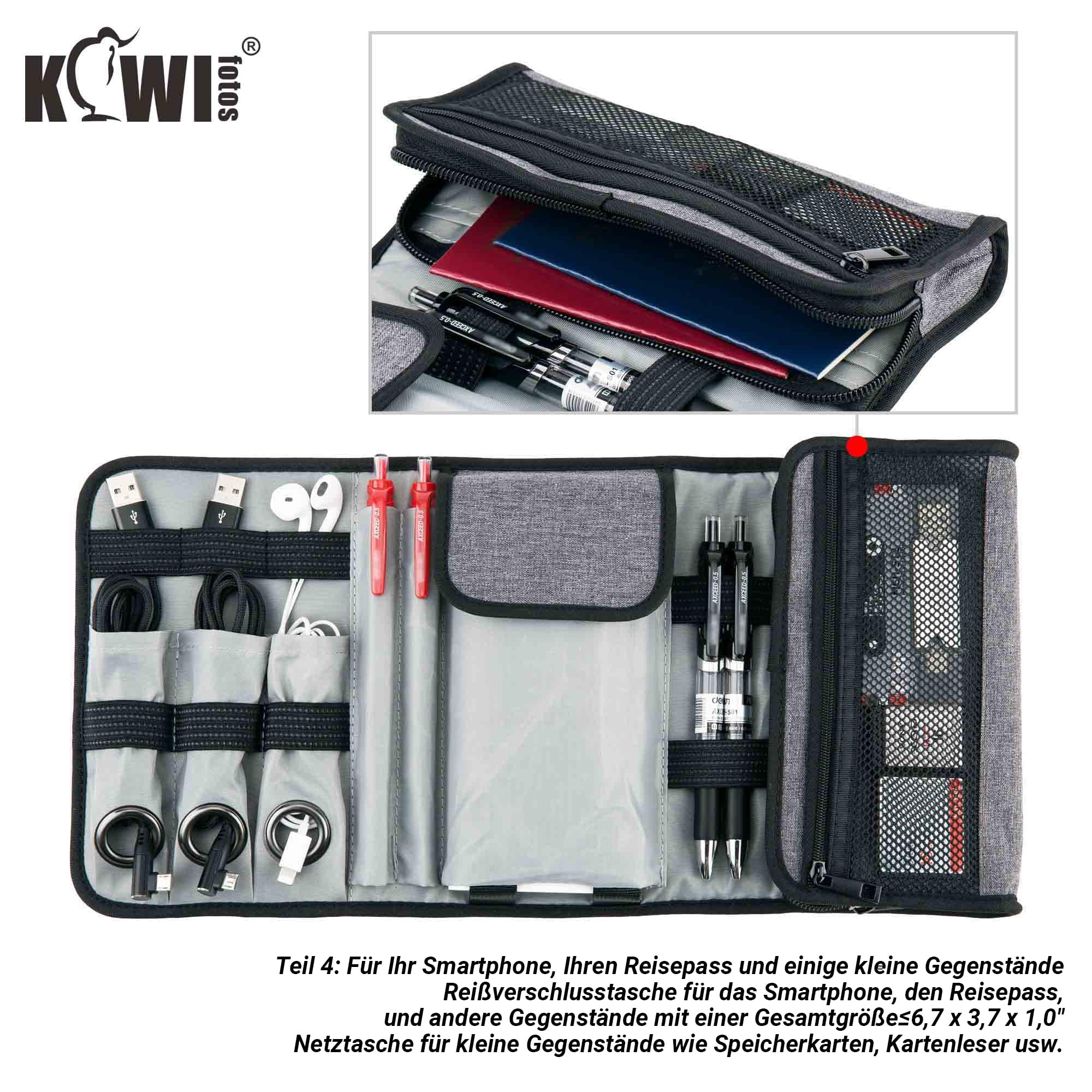 Organizzatore Per Cavi In Pelle, Organizzatore Per Cavi In Pelle Personalizzato, Organizzatore Per Cavi, Organizzatore Per Caricabatterie, Porta Auricolari, Avvolgicavo, Custodia Da Viaggio - Italia - Foto 7