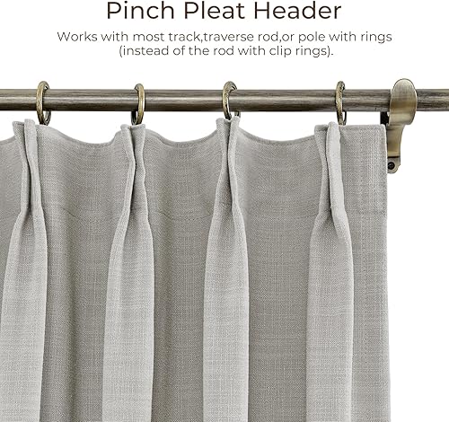 Miniatura 3 de TWOPAGES 72 W x 102 L pulgadas Cortina plisada de lino con oscurecimiento para dormitorio, sala de estar, oficina, teatro, puerta de patio (1