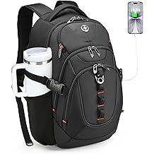 Swissdigital Design Laptop Backpack with USB Charging Port, Travel Backpack Fits 15.6 inches Computer, 31L College School Backpack for Men, Black | SD803-01