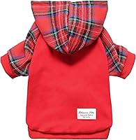 Vista 9 de Fitwarm - Chaleco de algodón para perros y gatos, diseño a cuadros con capucha (naranja, XS)