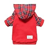 Tartan Plaid Dog Hoodie, Dog Clothes for Small Dogs Girl Boy, Pet Sweatshirt with Hood, Cat Winter Outfit, Red, Green, Small
