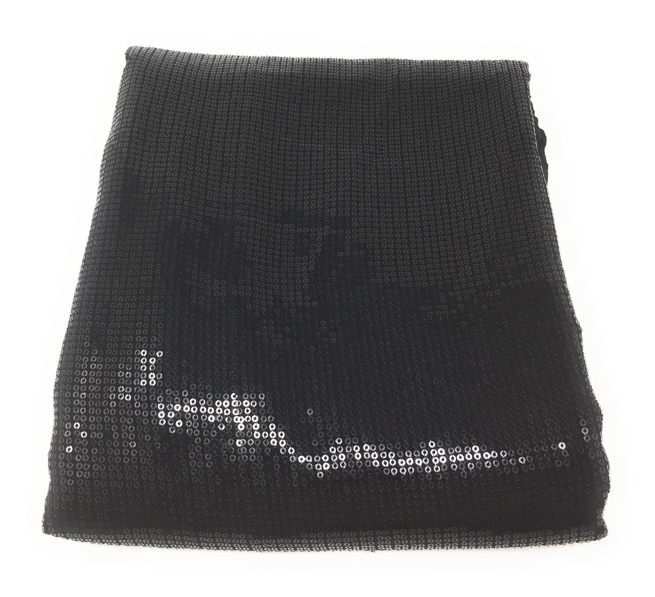 Inhika Womens Gold Sequins Fabric Material for Blouse,Kutri, Lehanga 1,1.25,2,2.5,3,5 (Gold,Black,Silver, Maroon, Red, Blue, Green,Wine) (1.25 Meter, Black)