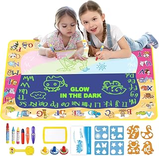 Coolplay Water Drawing Mat Glow in the Dark Doodle Coloring Mat Magic Pens Perschool Activities Kids Educational Toy Travel for Boys Girls 3 4 5 6 7 8 Years Old