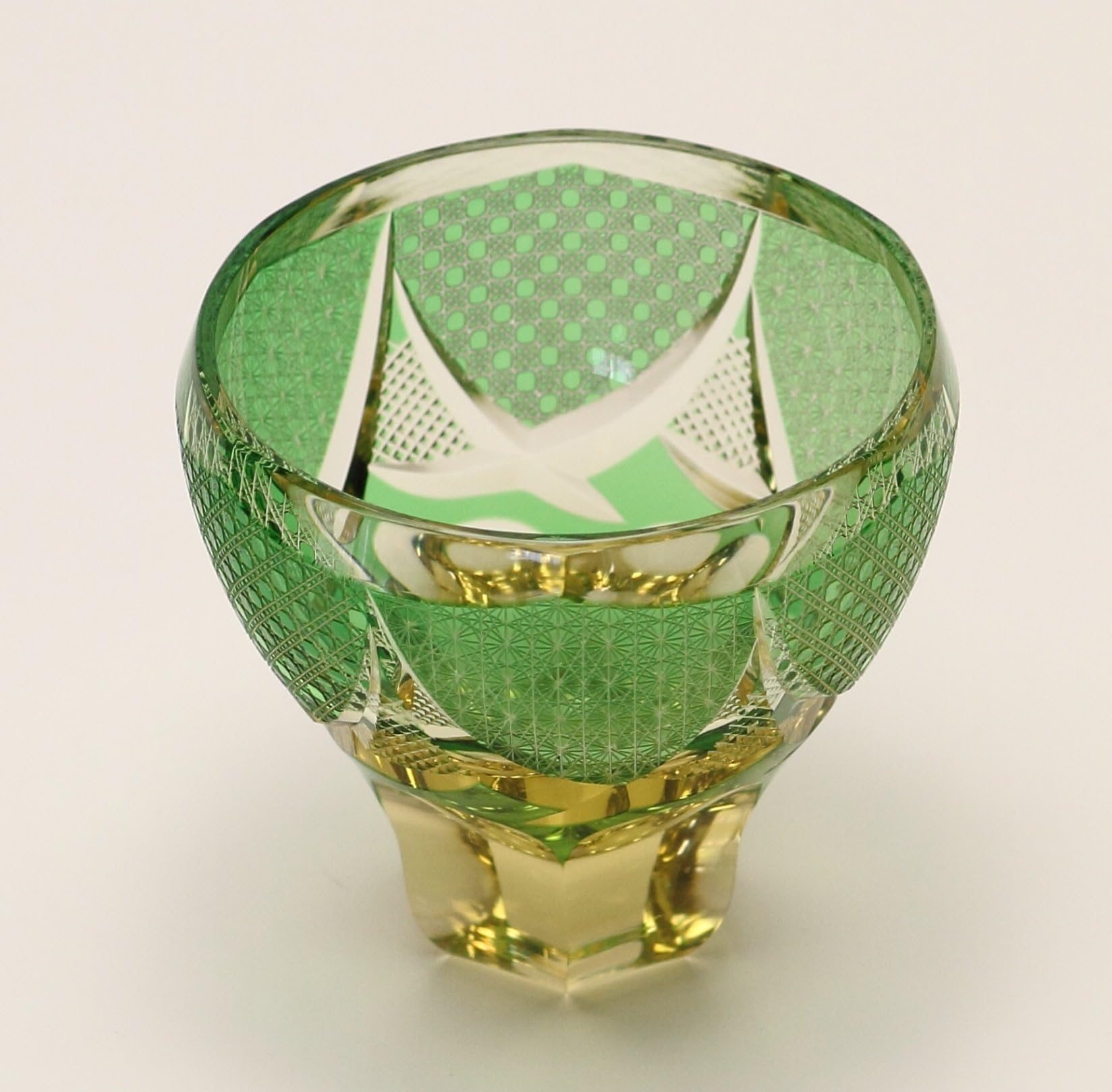 Edo Kiriko Guinomi (Sake Glass): Green