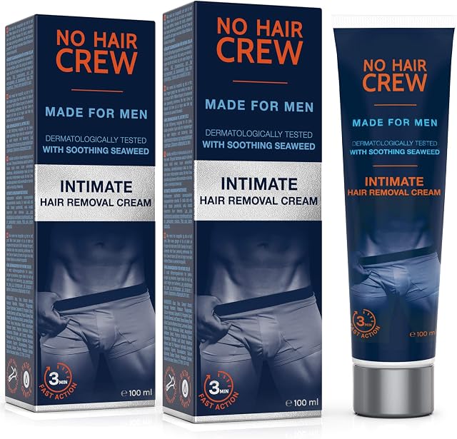 2 x NO HAIR CREW Premium krem do depilacji okolic intymnych - bardzo delikatne usuwanie włosów dla mężczyzn, zestaw 2 szt. 200 ml