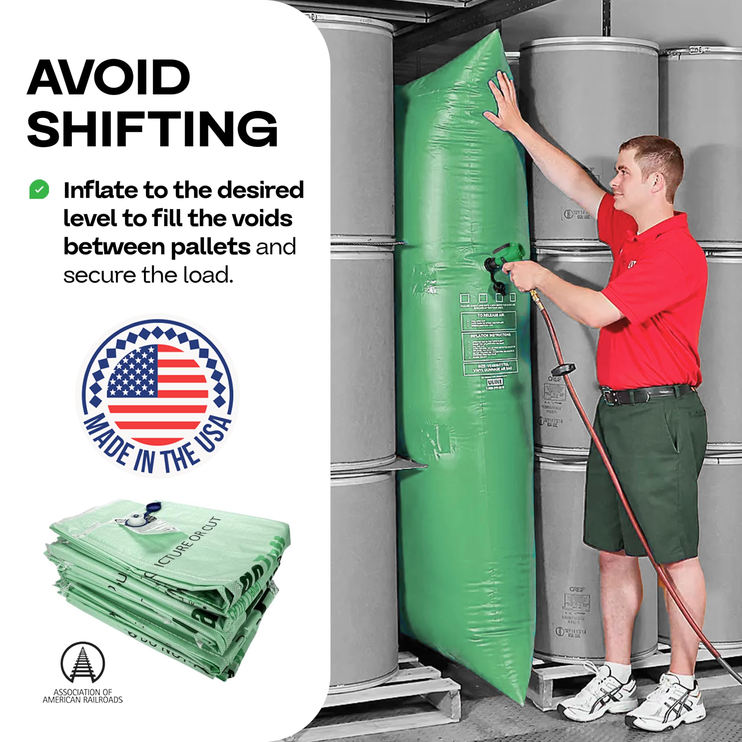 IDL Packaging Lot de 10 airbags de calage en polypropylène tissé, niveau 1 – Remplissez le vide dans les camions et les expéditions intermodales, réutilisables – Airbags de sécurité de charge pour