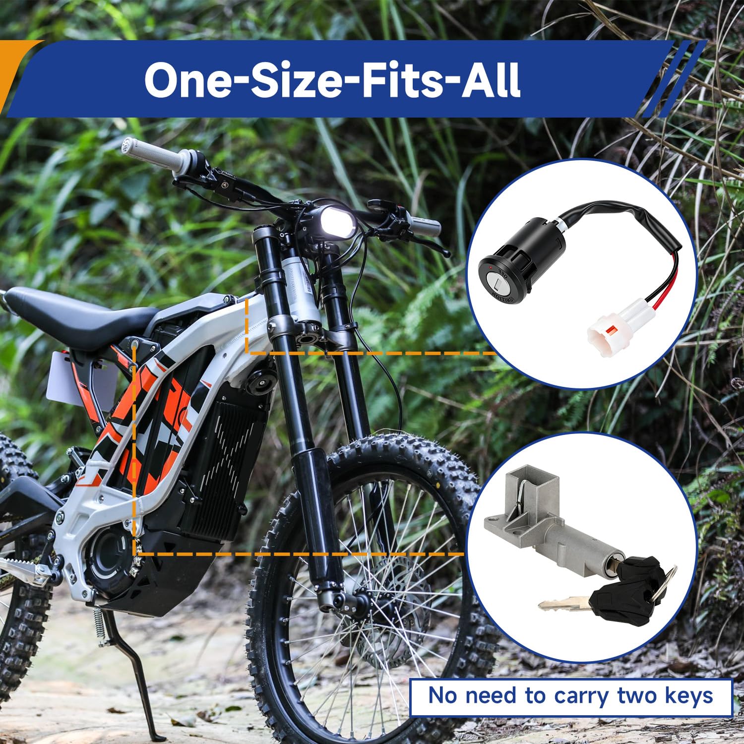 Key Ignition Kit for Surron Light Bee X S LBX Electric Dirt Bike | Ignition Switch Lock Cylinder Assembly for Sur Ron LBS Dirt E-Bike, Sur-ron Key Lock Parts, Include 2 Keys
