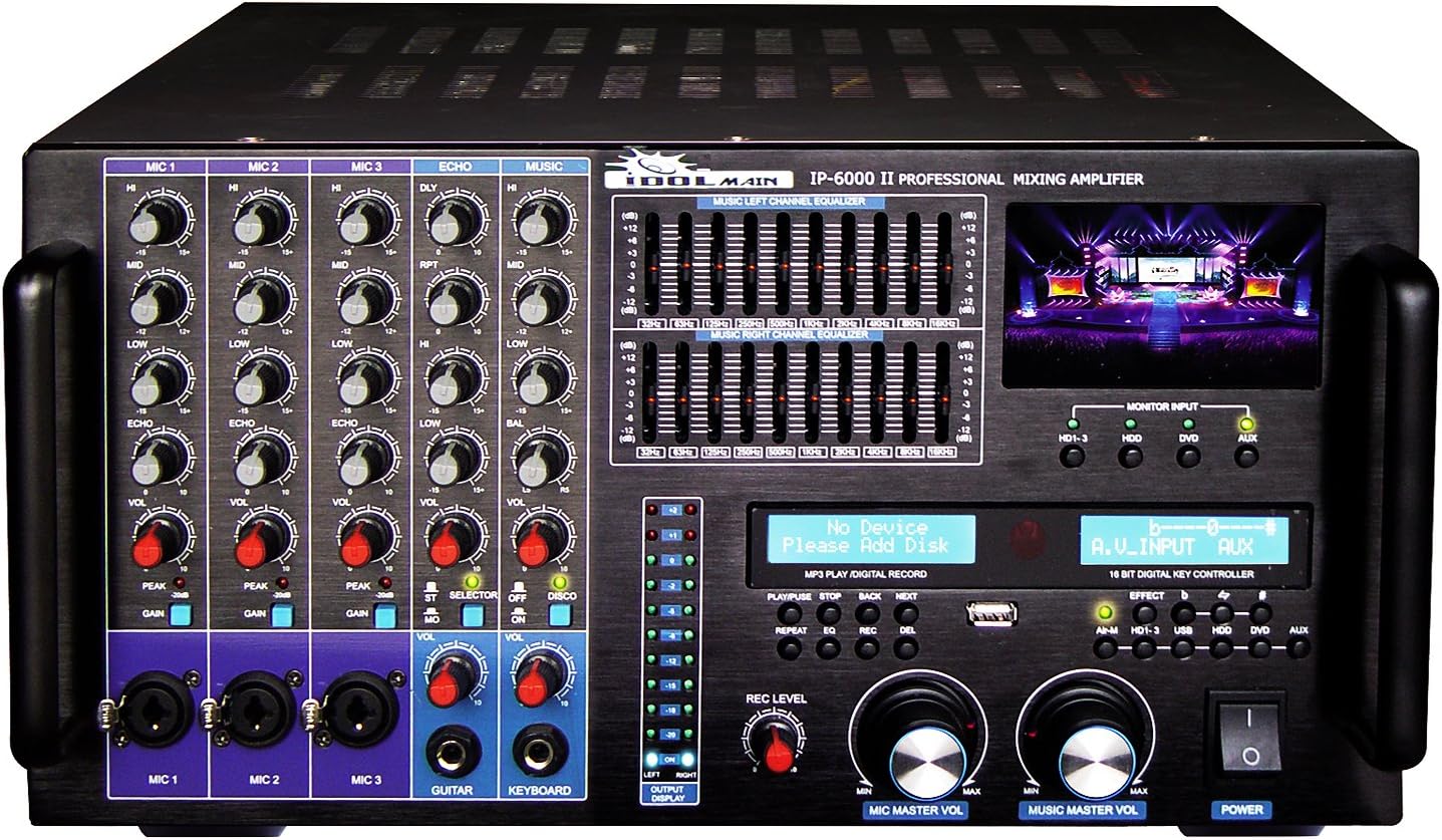 IDOLmain 8000W IP-6000 II Bluetooth/HDMI/Recording/LCD Screen/10 Band Equalizer Professional Console Mixing Amplifier