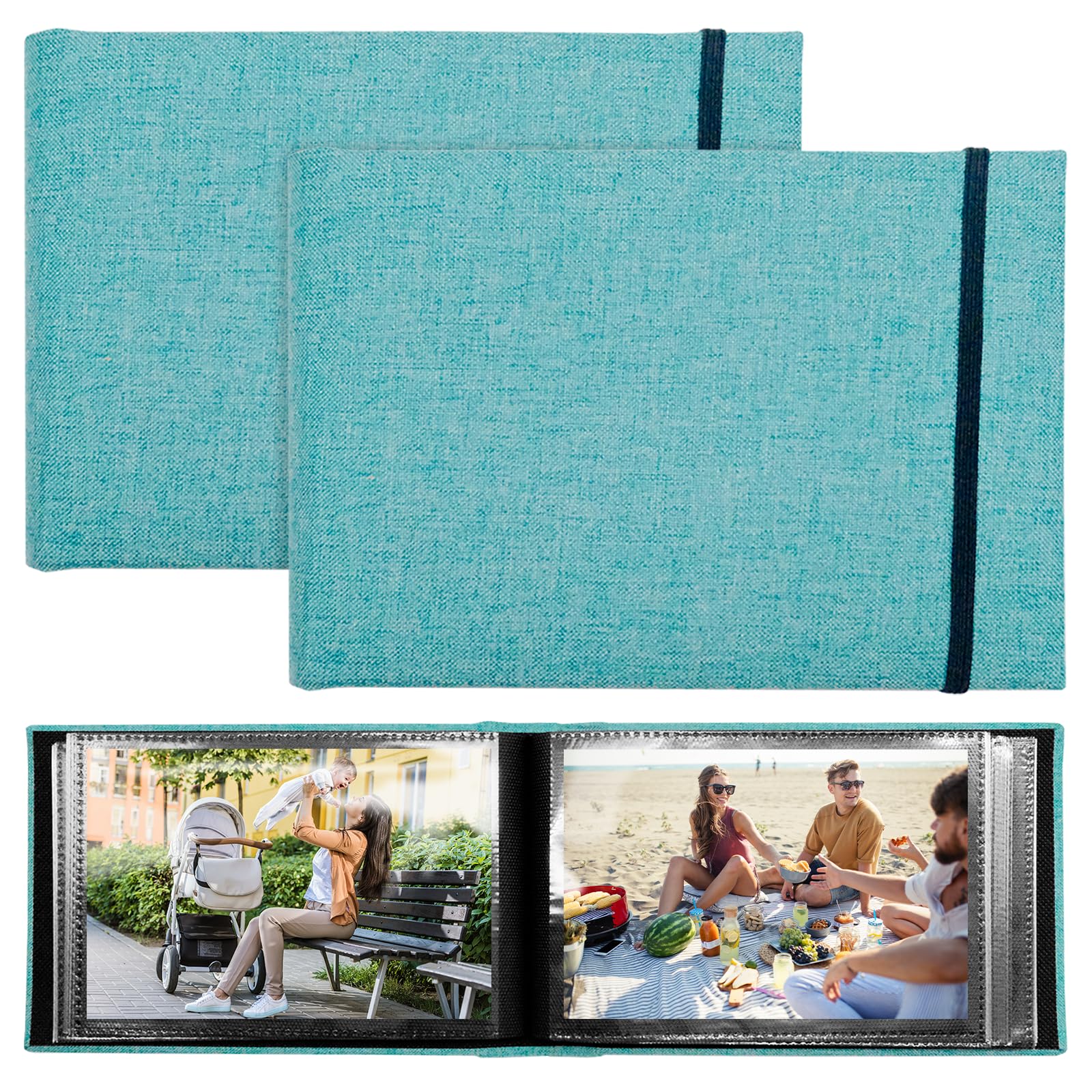 Małe albumy fotograficzne, wsuwane, 200 zdjęć, 15 x 10 cm, dwustronne rękawy na zdjęcia, mini wspomnienia, lniana okładka, pocztówka, fotografia, album, książki, krajobraz, do podróży, na