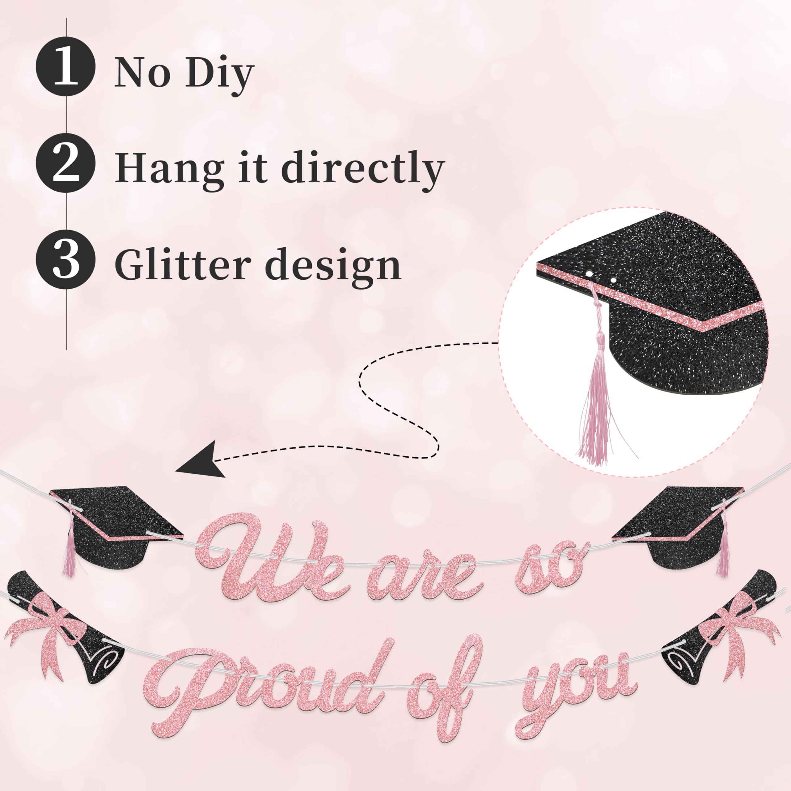 Graduation Banner 2026, Decoration 'We are so proud of you' Graduation Garland Class of 2026 - Image 3