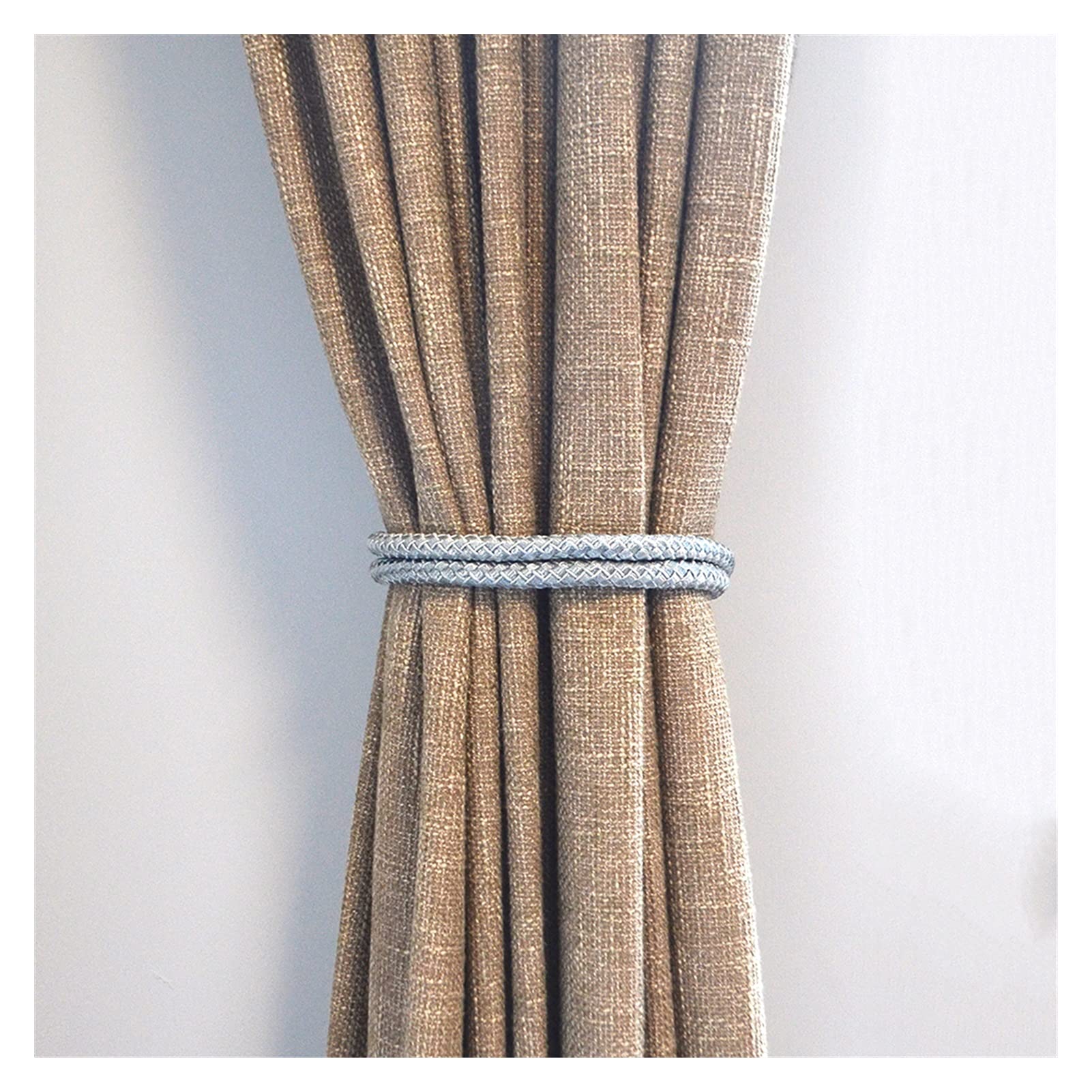 Alzapaños magnéticos para cortinas, 4 clips de sujeción con hebilla de correa de cuerda para un tratamiento simple y elegante de ventana, fácil instalación