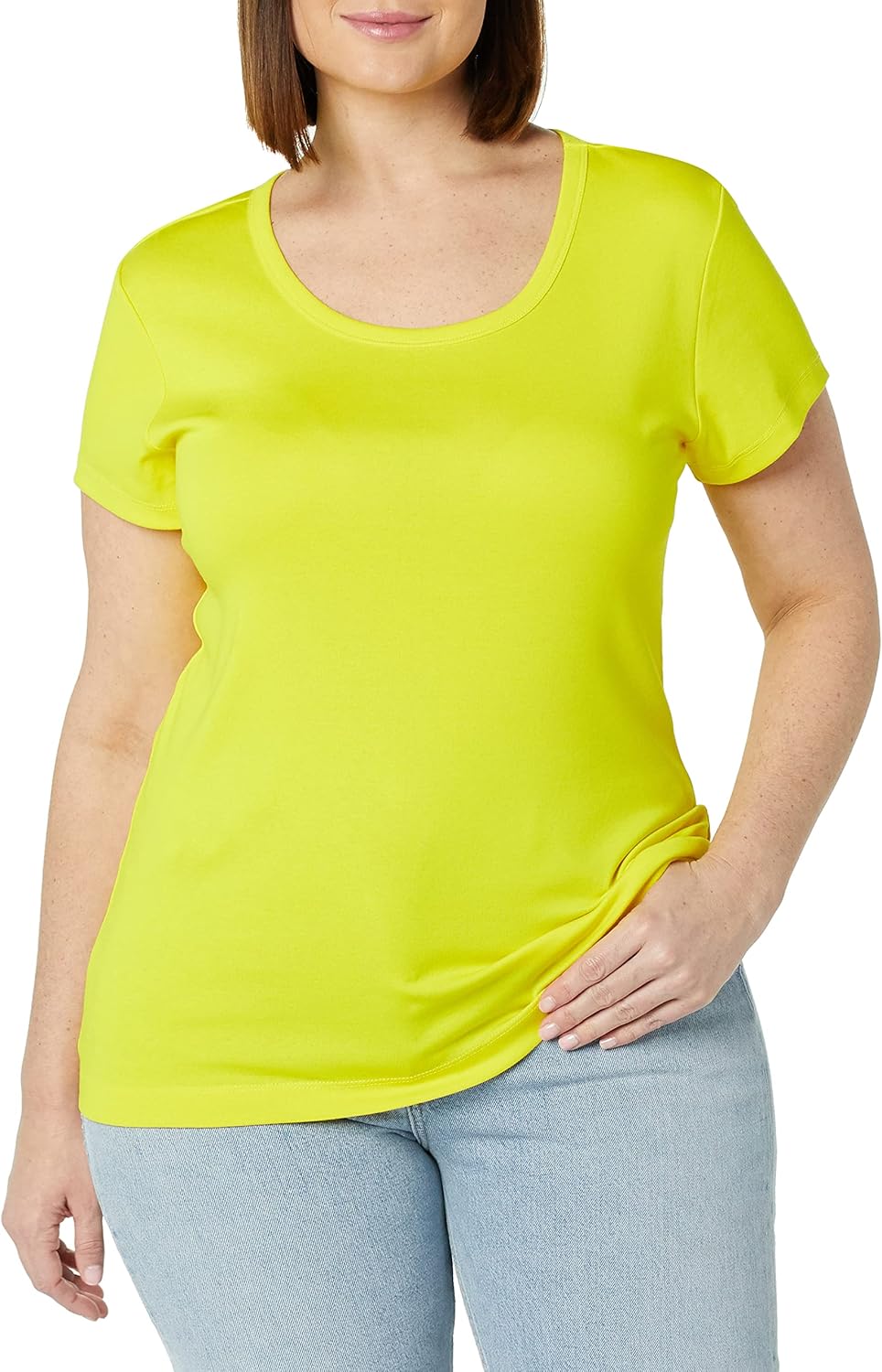 Amazon Essentials Women's Slim-Fit Cap-Sleeve Scoop Neck T-Shirt, Pack of 2 - Image 2