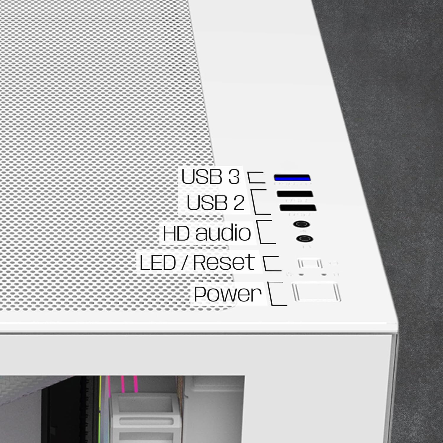 Top I/O ports of the EMPIRE GAMING CL-242 case