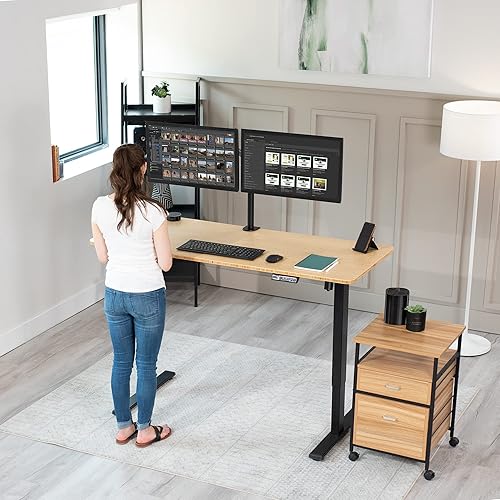 Vista 244 de VIVO - Mesa/tablero universal de 1.52 m x 60 cm (60 x 24 in) para escritorio de oficina y hogar con altura ajustable. Madera clara