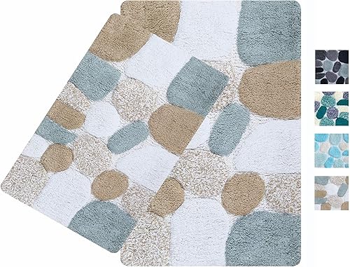 Ramanta Home Juego de 2 alfombras de baño de algodón 100% puro de 21 x 32  17 x 24 pulgadas  21 x 32  17 x 24 pulgadas  21.0 x 2.4 in., suaves y