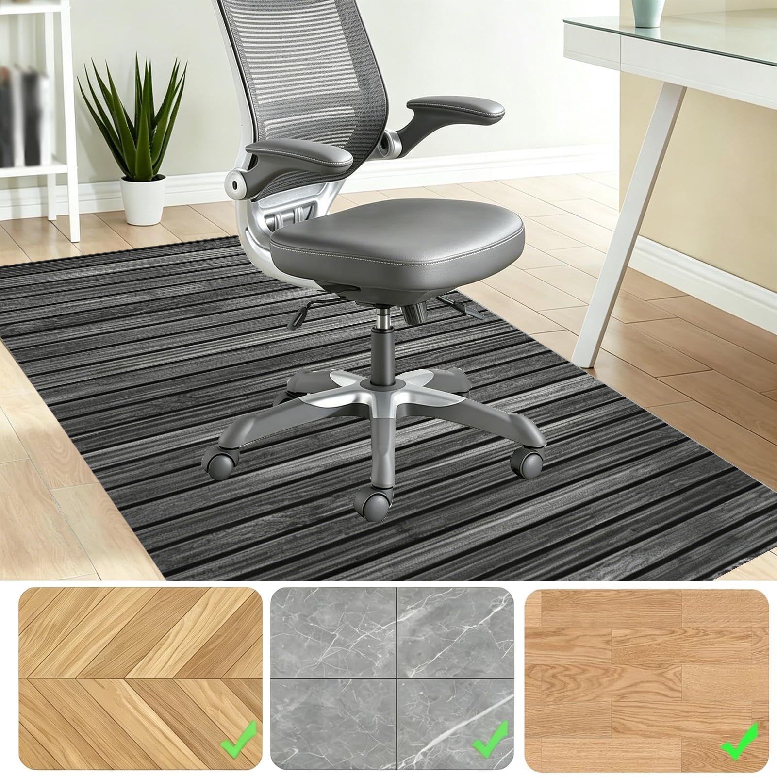Antidérapant Tapis Gaming Sol, Tapis de Protection du Sol pour Chaise de Bureau, pour Parquet, Carrelage et Sol Dur, Polyester Tapis Protège-Sol 160 x 200 cm