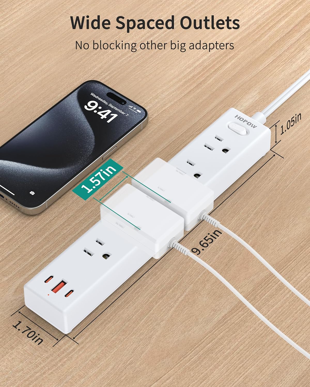 HOPOW 2 Prong Power Strip, 2 to 3 Prong Outlet Adapter with 1700J Surge Protection, 6ft Two Prong Extension Cord, 5 AC Outlets & 3 USB(5V 3.4A Max), Wall Mount for Non-Grounded Outlet, White 5 81cANHVphiL. AC SL1500