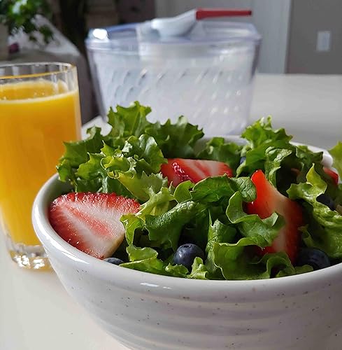 Miniatura 6 de Valore Ensaladera grande con tapa – Lavadora de lechugas y secadora de verduras – Limpiador de frutas y cuenco para servir – Fácil de girar, freno