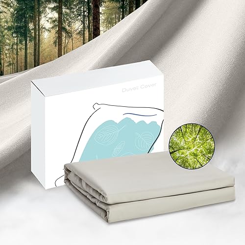 Vesta Funda de edredón de eucalipto  100% eucalipto Tencel lyocell, suave y transpirable, cierre de botón de coco, tamaño Queen, 90 x 90 pulgadas,