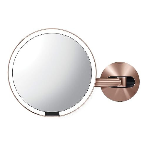 simplehuman 8" Sensor Makeup Mirror, Wall Mount, 5X Magnification, Hard-Wired (100-240v), Rose Gold - Rose Gold - Hard-Wired