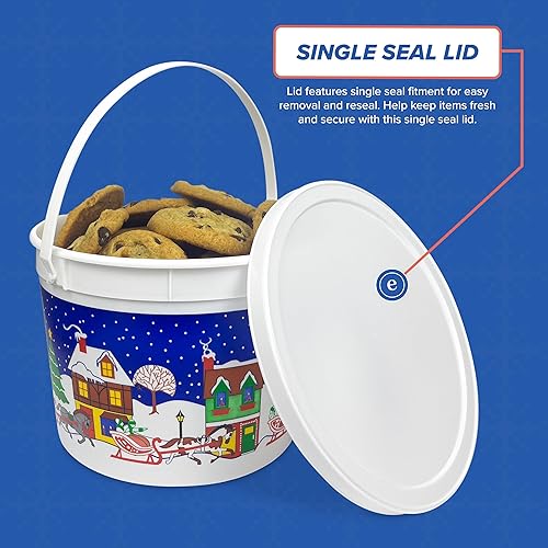 Miniatura 3 de ePackageSupply Winter Wonder Cubos de plástico duraderos con tapas y asas, cubos de Navidad versátiles para decoración del hogar, cocina y arreglos
