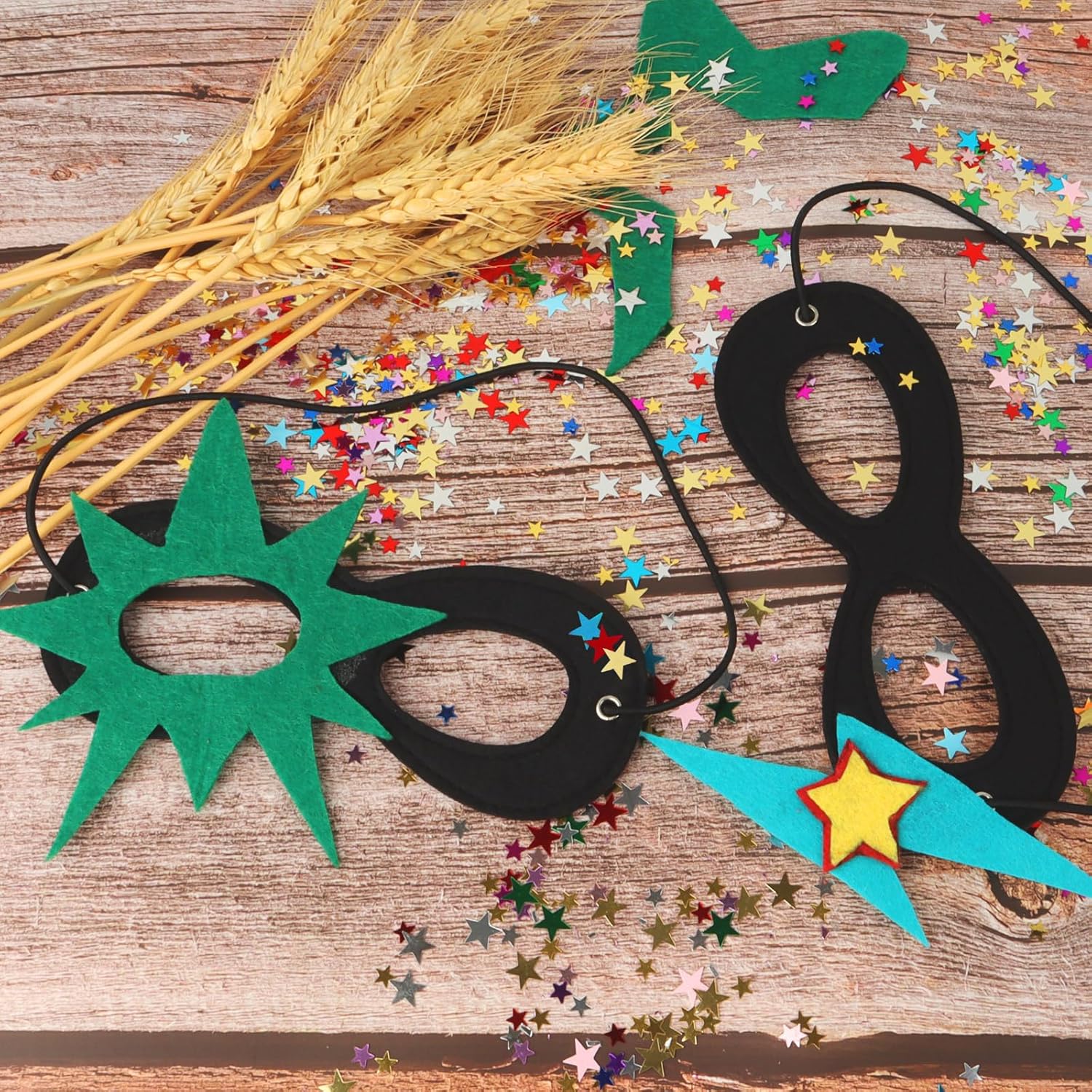 AIMIKE Superhero Mask, Black Felt Eye Mask, Halloween Dress Up, Adjustable Eyemask w/Elastic Rope - Image 7