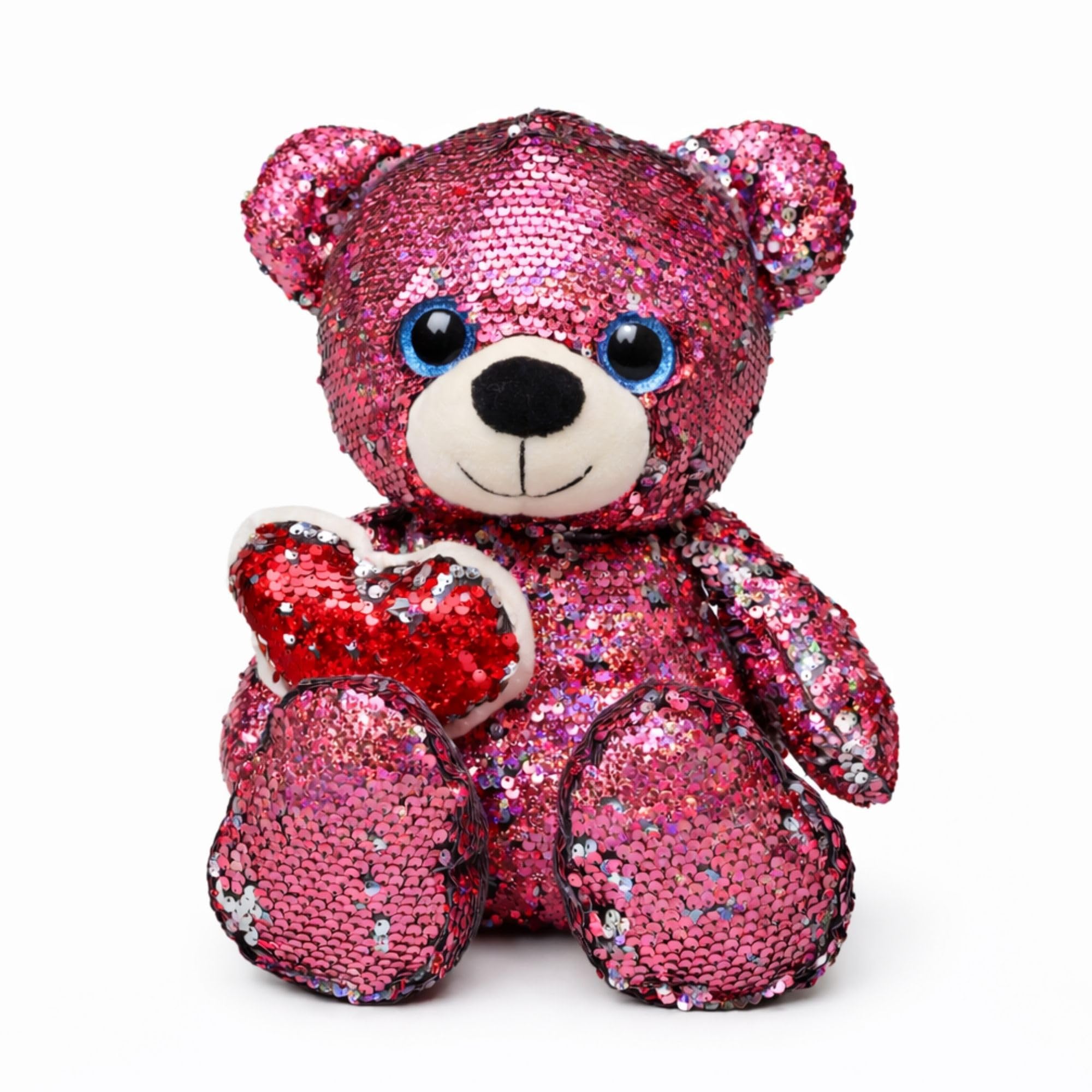 MABLE Reversible Sequin Teddy Bear with Heart (50 Cm) Stuffed with Love, Soft Plush Teddy Toy for Girls/Boys, Lightweight Velvety Touch for Comforting Hugs, Gift for Girlfriend/Boyfriend
