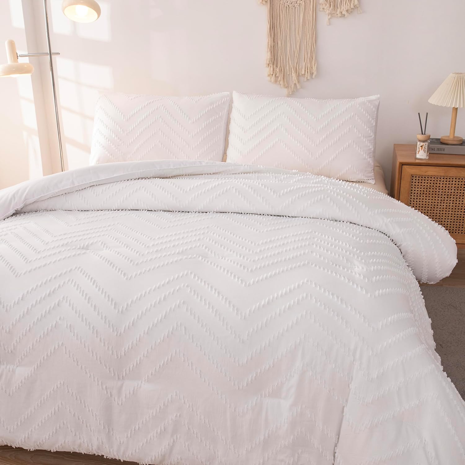 MWMWMW White Queen Comforter Set, Boho Comforter Set Queen