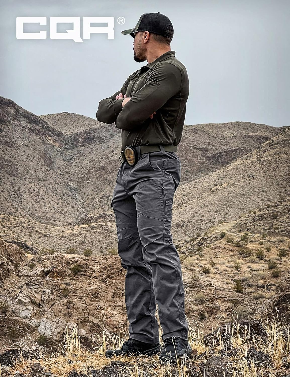 CQR Men's Utility Flex Cargo Pants, Classic-Fit Casual Stretch Work Pants, Water Resistant Lightweight Tactical Hiking Pants - Image 8