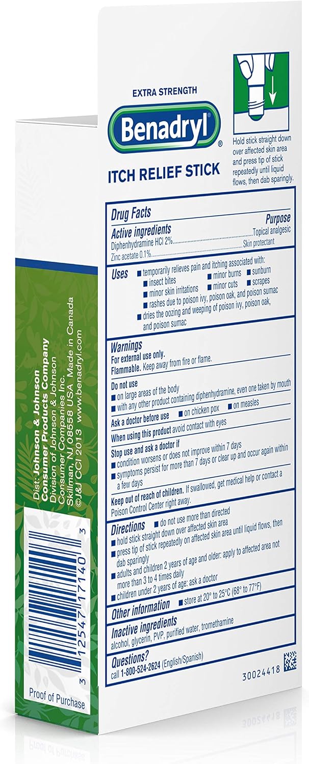 Benadryl Itch STK Size 4.7z Benadryl Extra Strength Itch Relief Stick,4 Pack