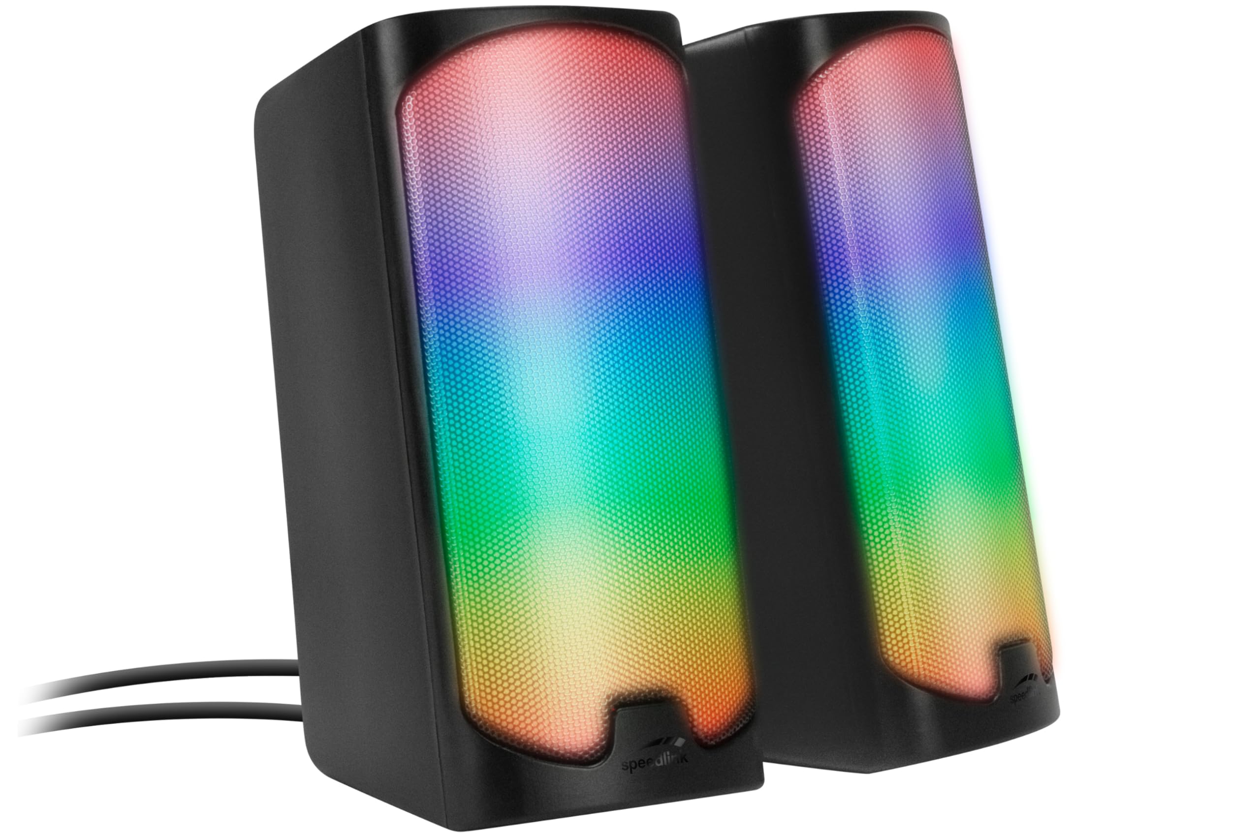 Speedlink Tonos RGB Gaming PC Speaker Bluetooth - głośniki gaming RGB stereo, złącze jack 3,5 mm lub Bluetooth, 12W, aktywny głośnik PC z różnymi trybami oświetlenia, czarny