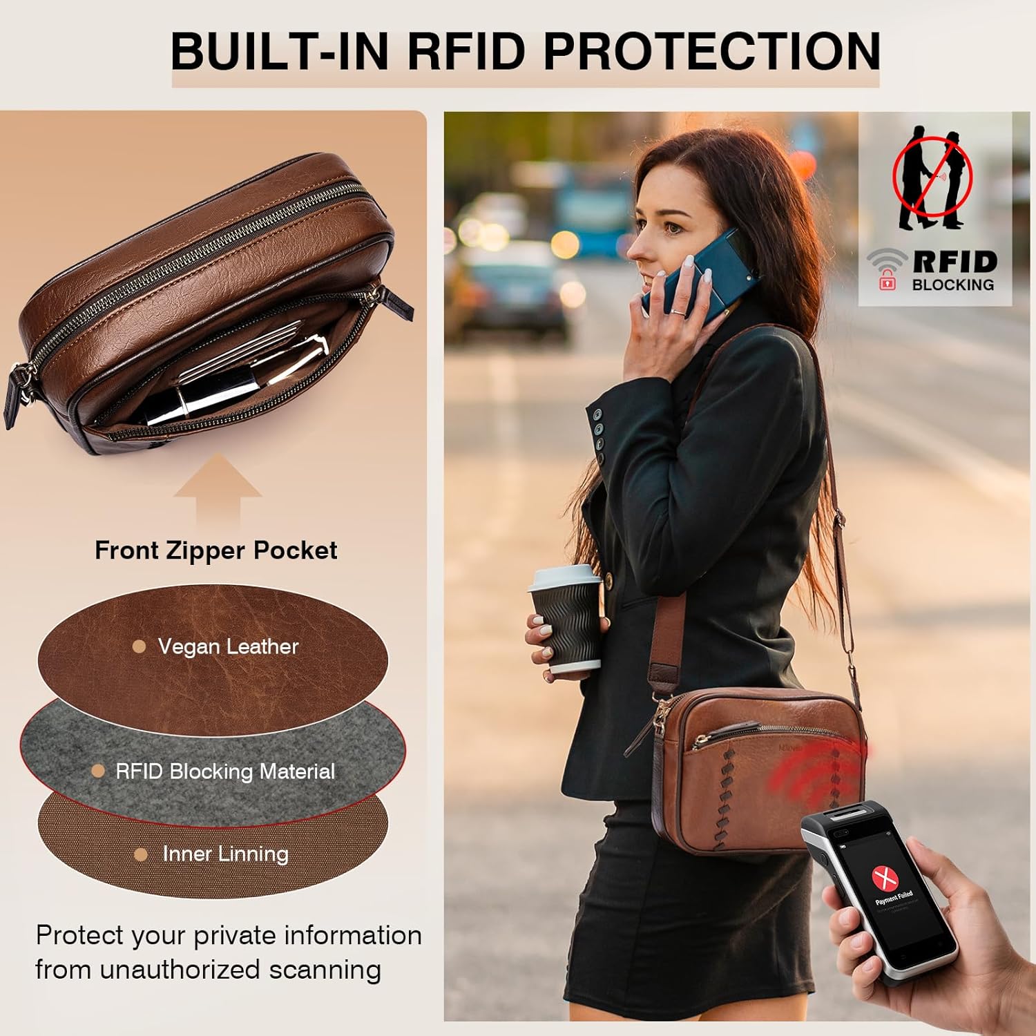 Marvolia Crossbody Bags for Women Soft Vegan Leather Shoulder Handbags Lightweight Crossbody Travel Purses - Image 4