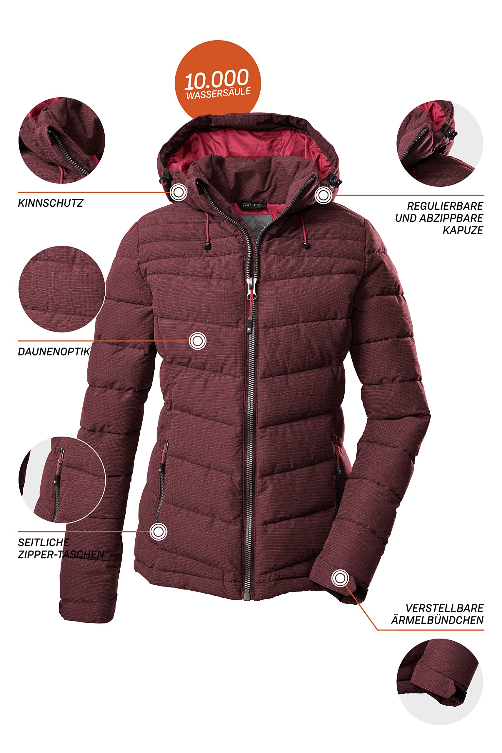 Killtec Damen Skane Wmn Quilted Jckt A Jacke In Daunenoptik Mit Abzippbarer Kapuze