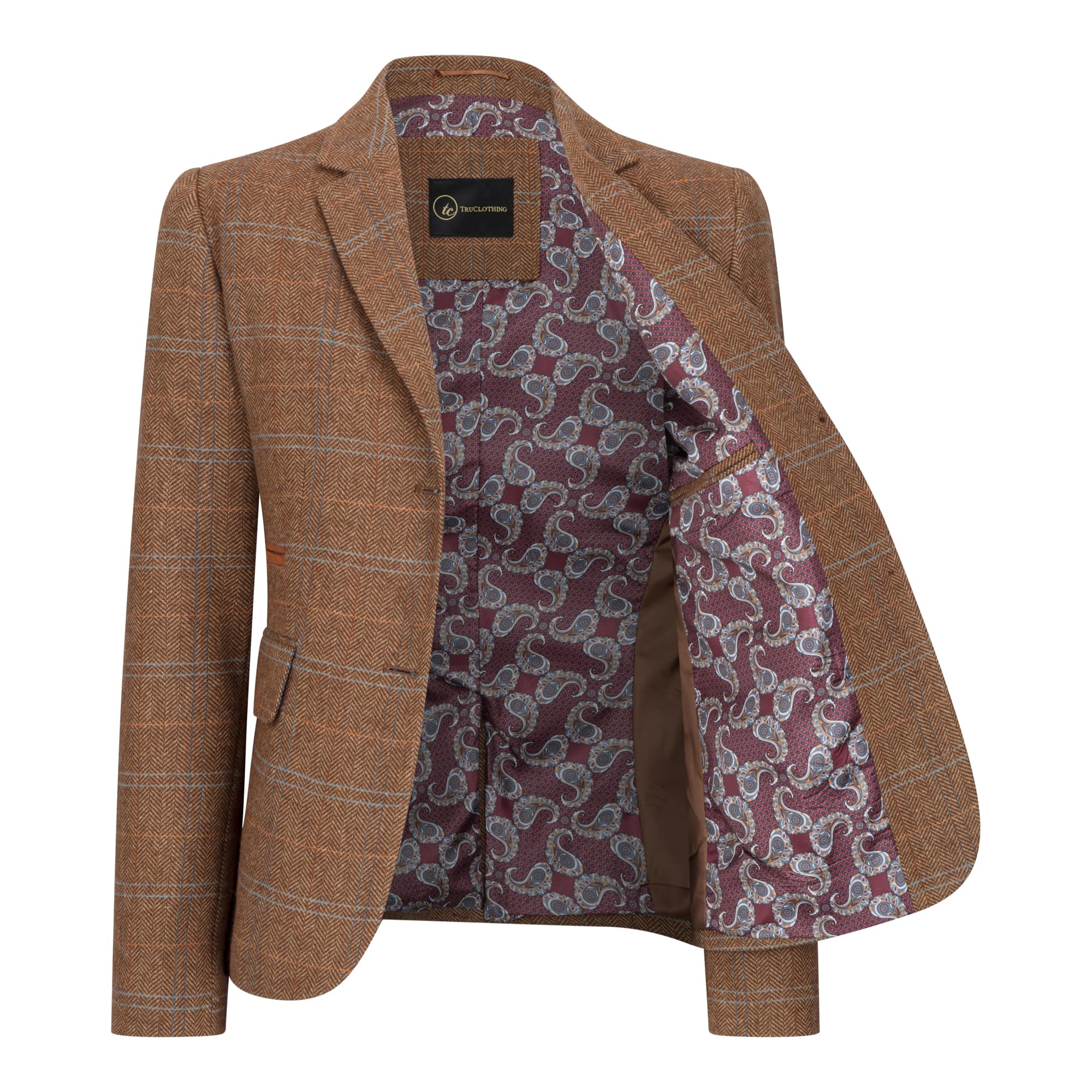 Blazer de Tweed de Corte Entallado Para Mujer Con Cuadros de Espiga