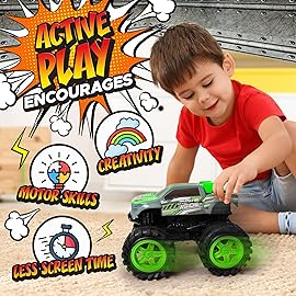Exploding Monster Truck Toy with Explosive Crash Sounds and Lights, Smash It Up Again and Again, 8.7 Monster Truck Toys for Boys Kids Ages 3, 4-7 & Above | Toddler Toys for 3 Year Old Boys Gift