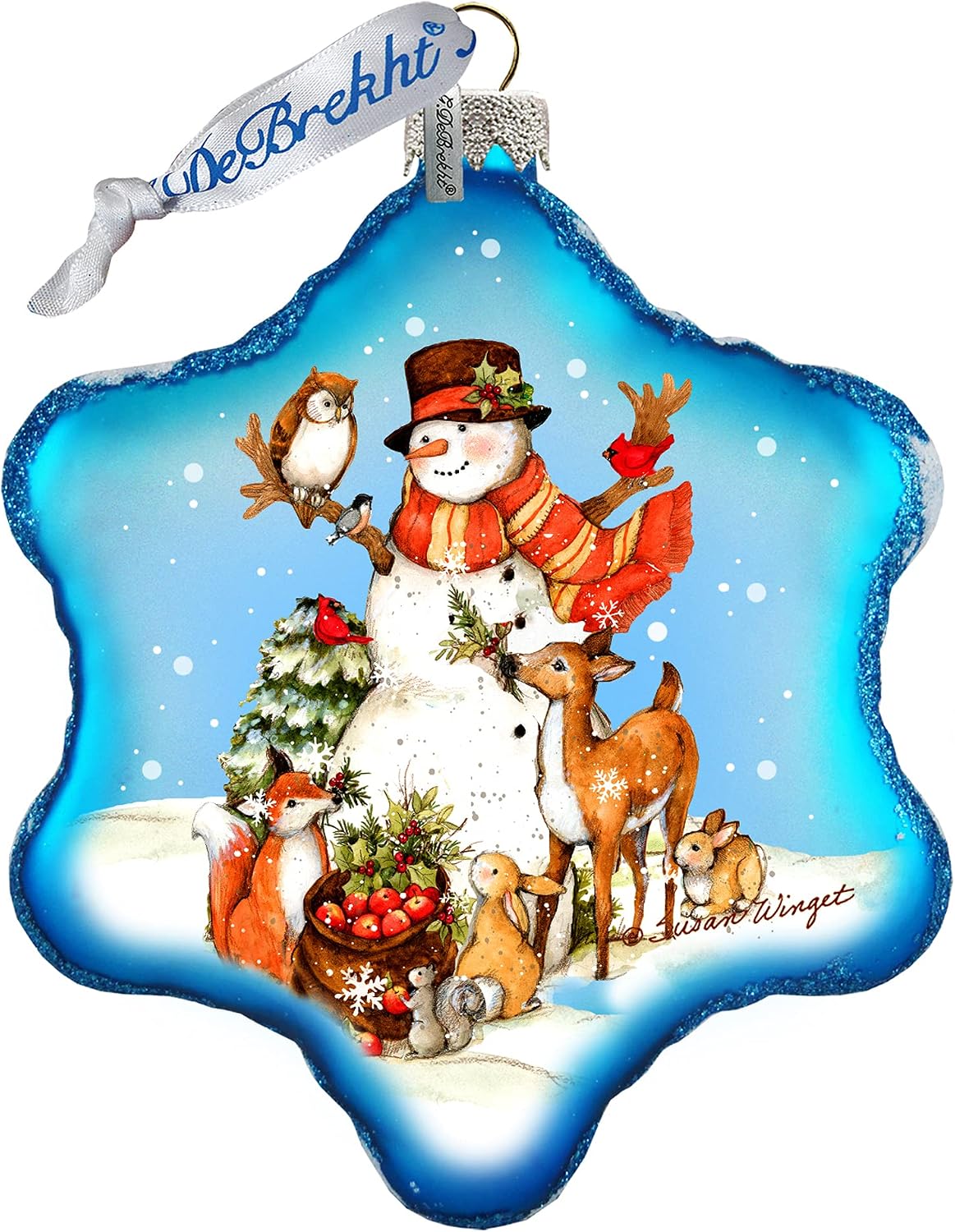 G.DeBrekht Night Forest Snowman Glass Ornament by Susan Winget - 754-201-SW
