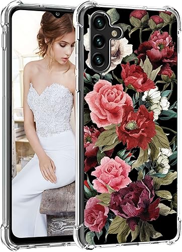 Funda para Galaxy A13 5G, TPU de goma suave con cuatro esquinas reforzadas anticaídas para Samsung Galaxy A13 5G (flor de rosa)