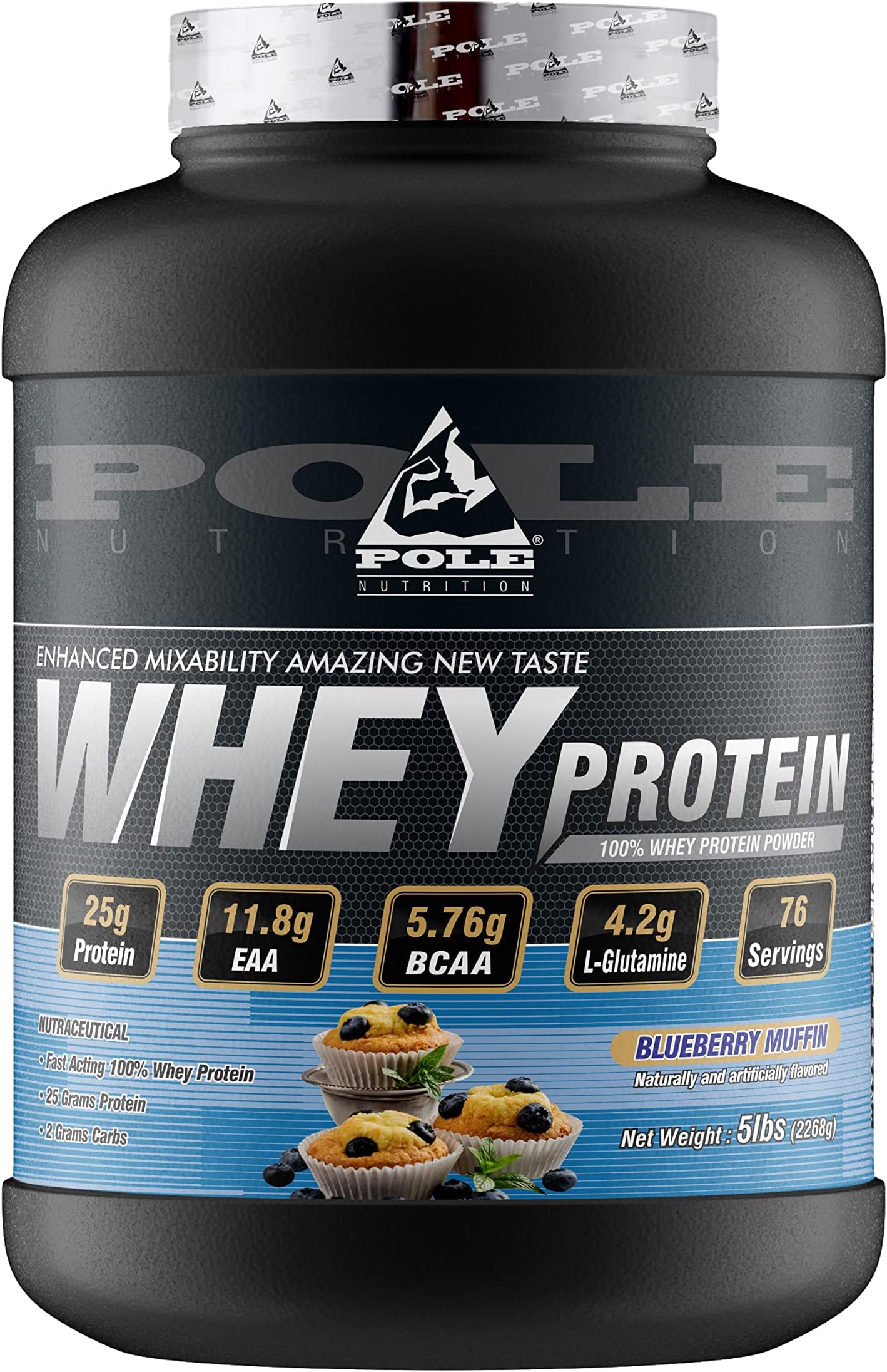 Pole Nutrition Whey Protein 100% 5lbs (Blueberry muffin)