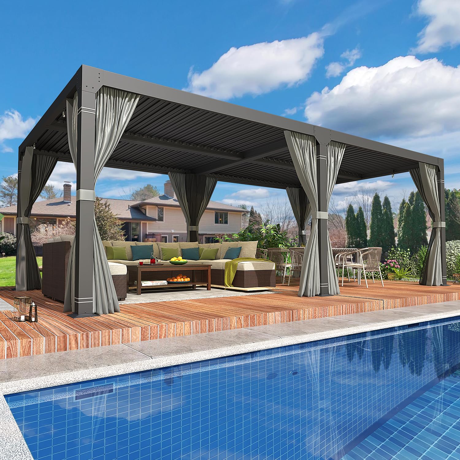 Amazon.com: YOLENY Louvered Pergola 12x24, All Aluminum Pergola