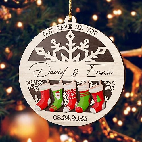 Miniatura 22 de V VIBEPY All Over Printed, Personalized Couple Ornaments, Christmas Ornaments, Wedding Ornaments, 3.5 Inches 3 Layer Ornaments, Gift for Your