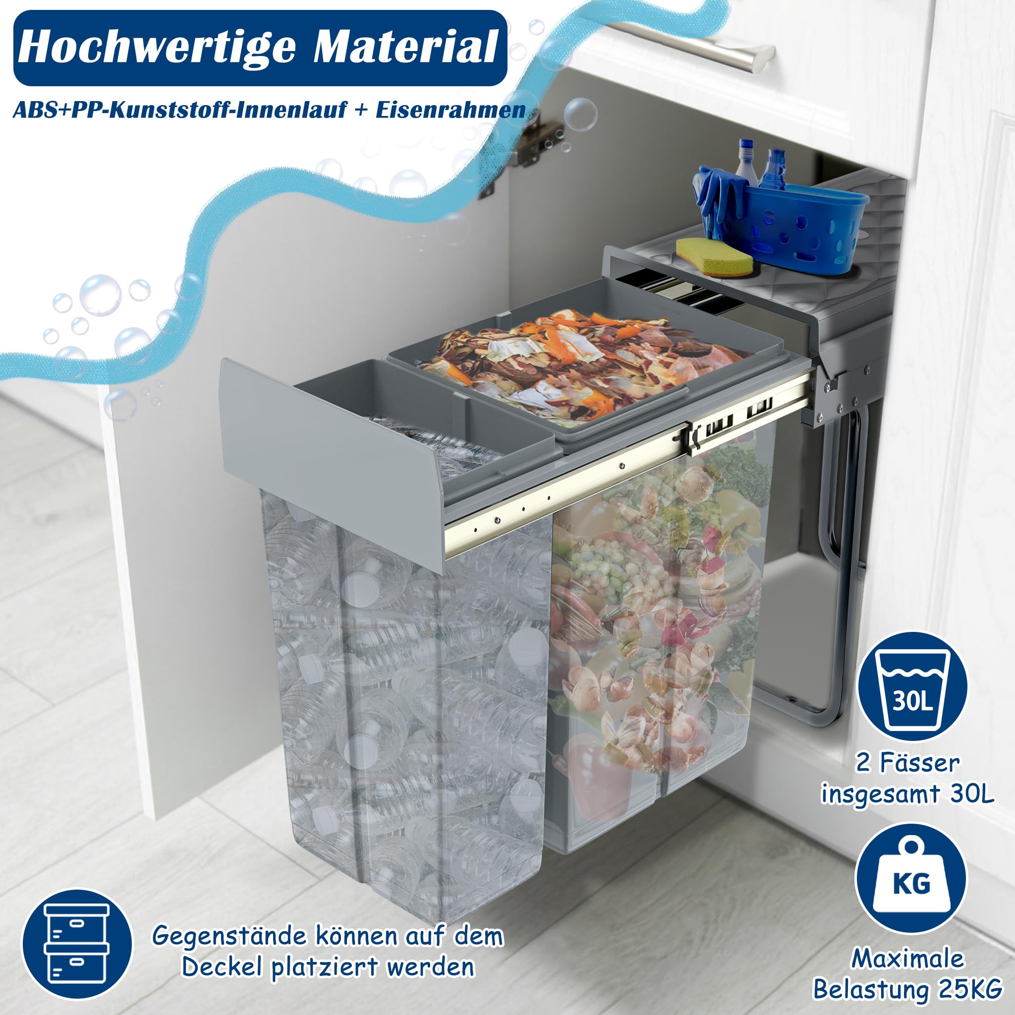 Cubos De Basura Cubo Basura Extraible Bajo Fregadero Cubo De