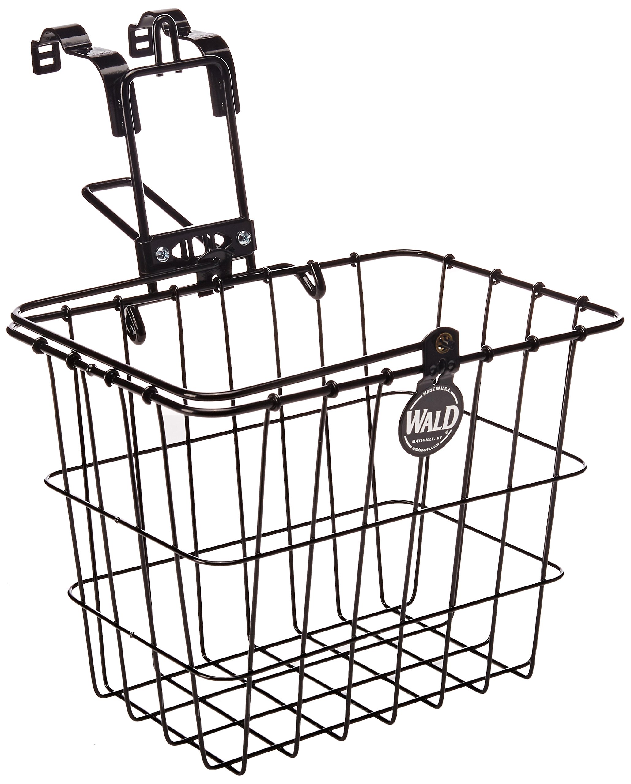 Wald 3114 Compact Front Quick Release Bicycle Basket with Bolt on Clamp (11.75 x 8 x 9, Black)